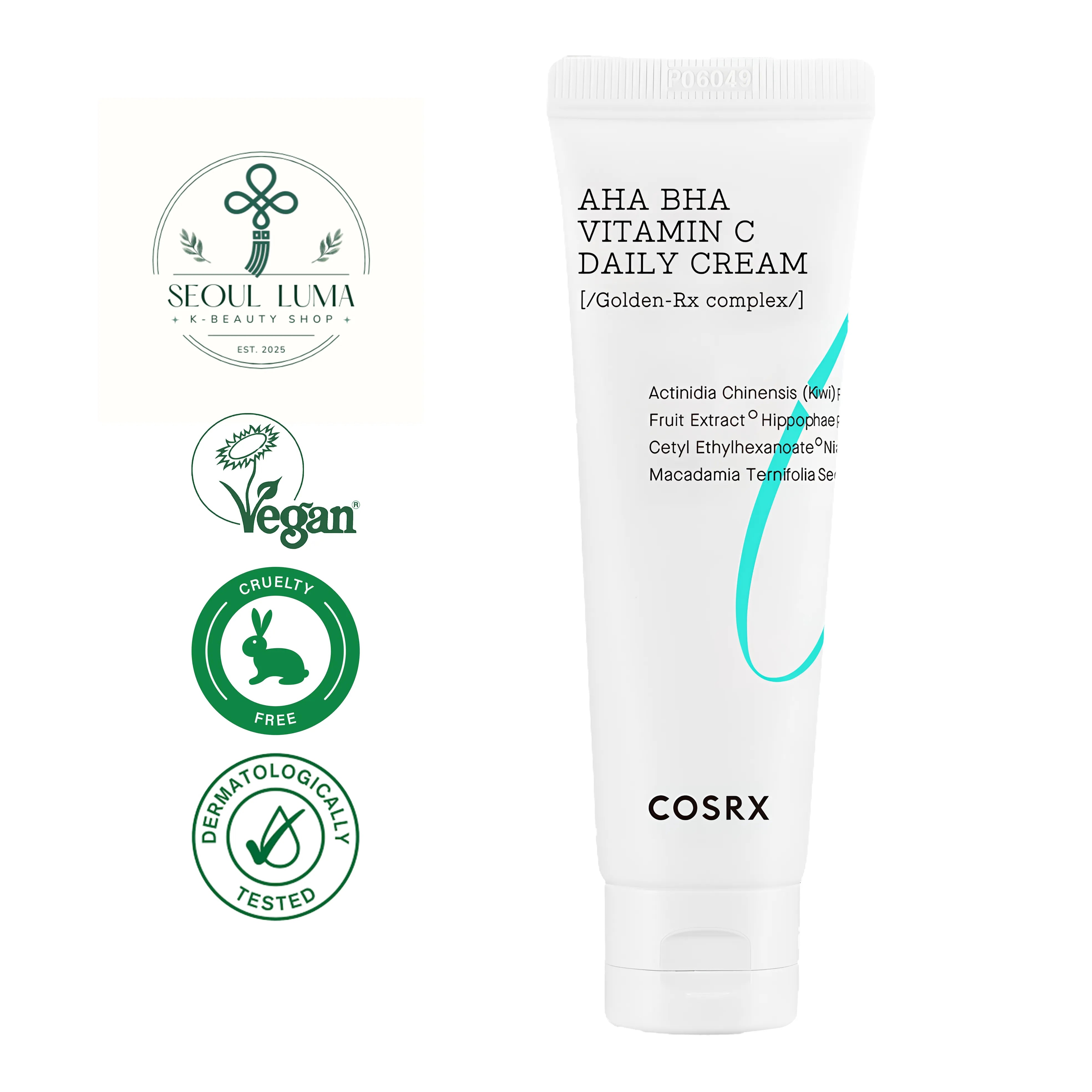 COSRX Refresh AHA BHA Vitamin C Daily Cream 50ml - Daily brightening cream with AHA BHA and vitamin C for dull skin dark spots and smooth texture